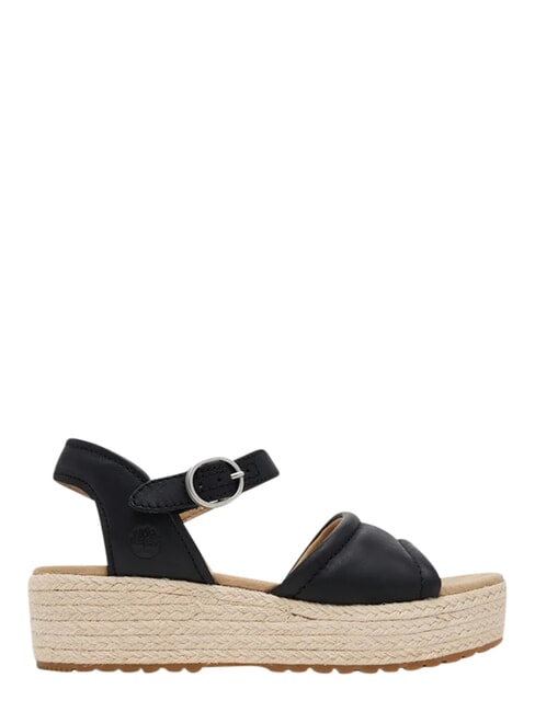 SANTORINI SUN sandales en cuir noir pleine fleur - Chaussures Femme