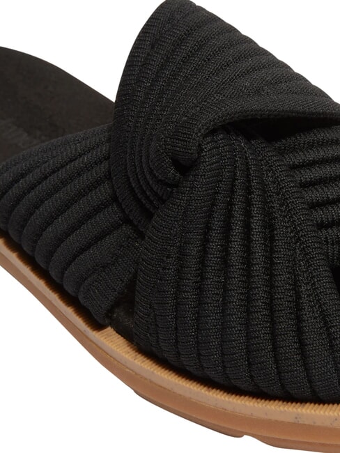 CALISTA BAY sandales en cuir mixte tricot noir - Chaussures Femme