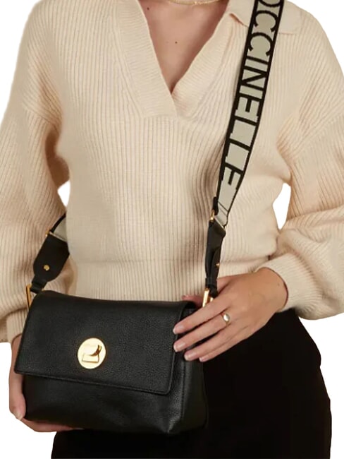 CAMPIONARIO - LIYA SIGNATURE Sac bandouli&egrave;re en cuir martel&eacute; Noir - Sacs pour Femme