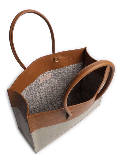 CAMPIONARIO - MYRTHA CANVAS sac bandouli&egrave;re naturel/cuir - Sacs pour Femme