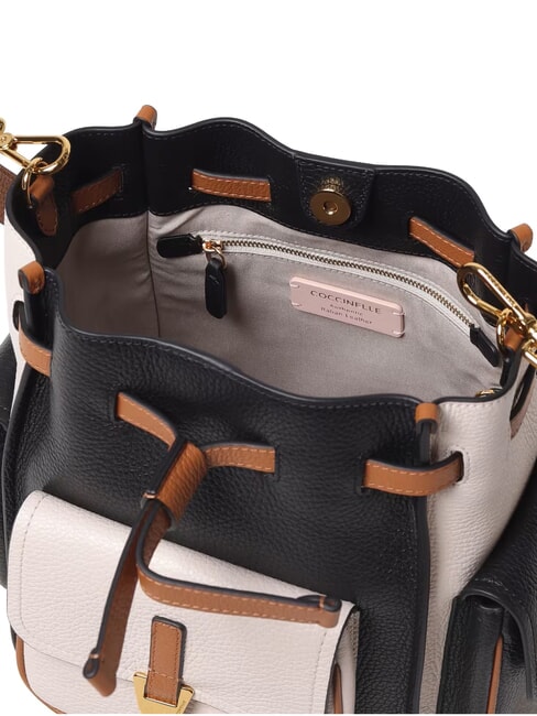 CAMPIONARIO - CAMPUS TRICOLOR sac bandouli&egrave;re noir/agneaux/cuir - Sacs pour Femme