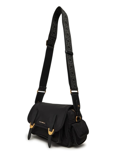 CAMPIONARIO - CAMPUS PUFFY NY Sac &agrave; bandouli&egrave;re en nylon et cuir Noir - Sacs pour Femme
