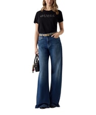 GUESS STUDS SCRIPT T-shirt &agrave; manches courtes jetbla - T-shirt - 4