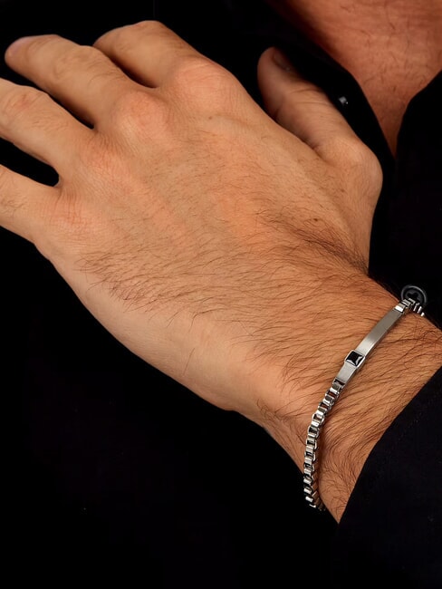 MOTOTOWN Bracelet en acier Noir - Bracelets pour hommes