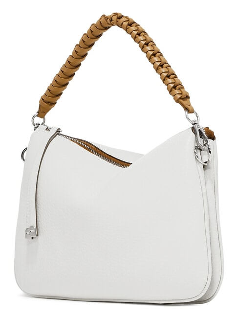MIA Sac en cuir martel&eacute; avec bandouli&egrave;re nature blanche - Sacs pour Femme