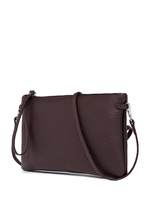 HERMY Pochette en cuir avec bandouli&egrave;re castor prune - Sacs pour Femme