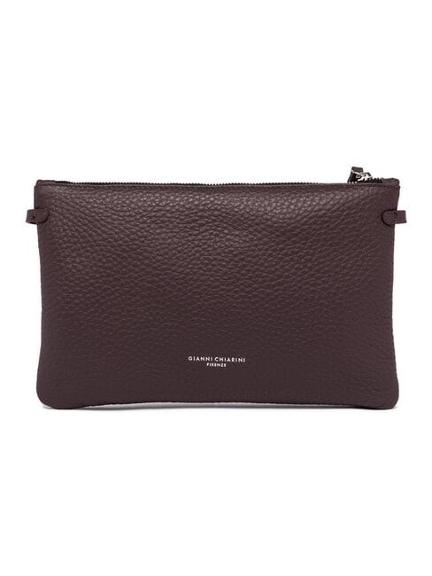 HERMY Pochette en cuir avec bandouli&egrave;re castor prune - Sacs pour Femme