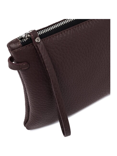 HERMY Pochette en cuir avec bandouli&egrave;re castor prune - Sacs pour Femme