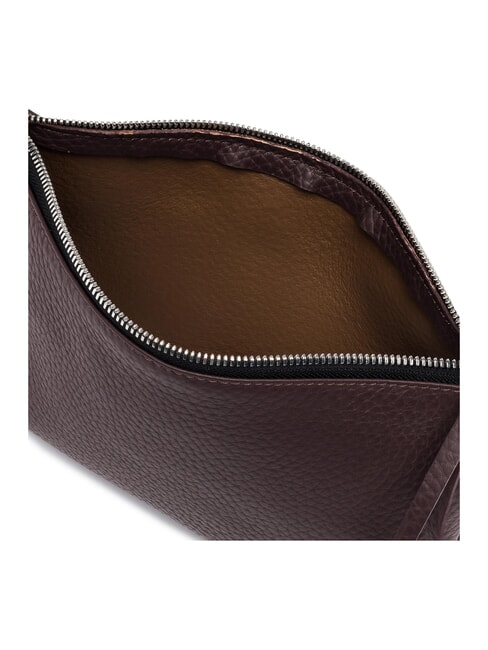 HERMY Pochette en cuir avec bandouli&egrave;re castor prune - Sacs pour Femme