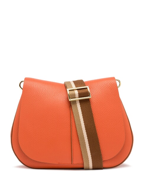 HELENA ROUND Sac en cuir avec double bandouli&egrave;re corail - Sacs pour Femme