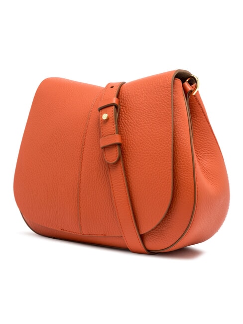 HELENA ROUND Sac en cuir avec double bandouli&egrave;re corail - Sacs pour Femme