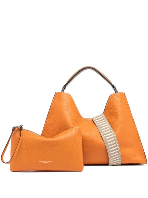 AURORA Sac &agrave; main en cuir avec pochette sable orange flamme - Sacs pour Femme