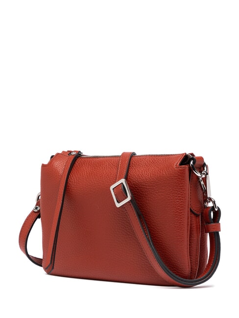 THREE  Mini sac bandouli&egrave;re, en cuir rouge brique - Sacs pour Femme