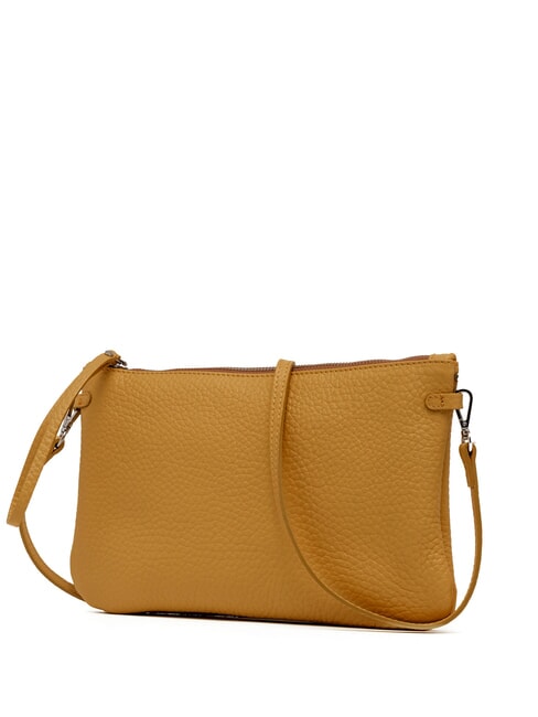 HERMY Pochette en cuir avec bandouli&egrave;re castor d'ambre dor&eacute; - Sacs pour Femme
