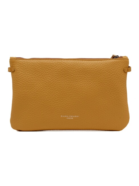 HERMY Pochette en cuir avec bandouli&egrave;re castor d'ambre dor&eacute; - Sacs pour Femme