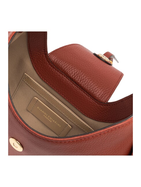 EDITH Sac &agrave; main en cuir avec bandouli&egrave;re rouge brique - Sacs pour Femme