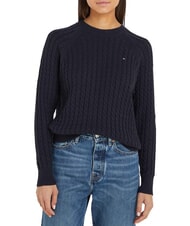 TOMMY HILFIGER TH Pull en coton &agrave; col rond - Chandails pour femmes