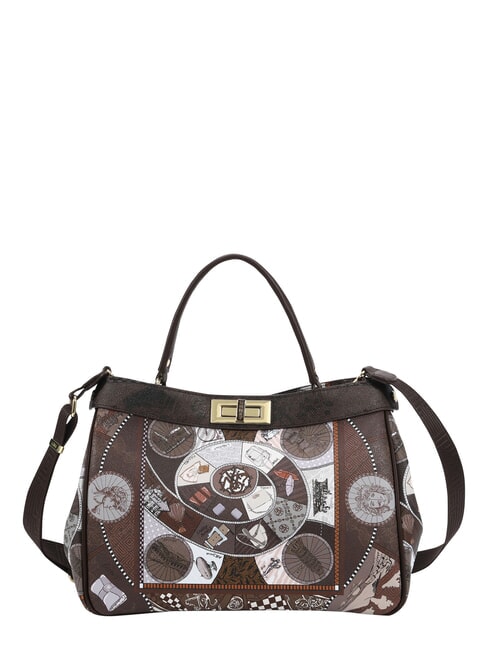 FASHIONOPOLY Sac &agrave; main avec bandouli&egrave;re chocolat - Sacs pour Femme