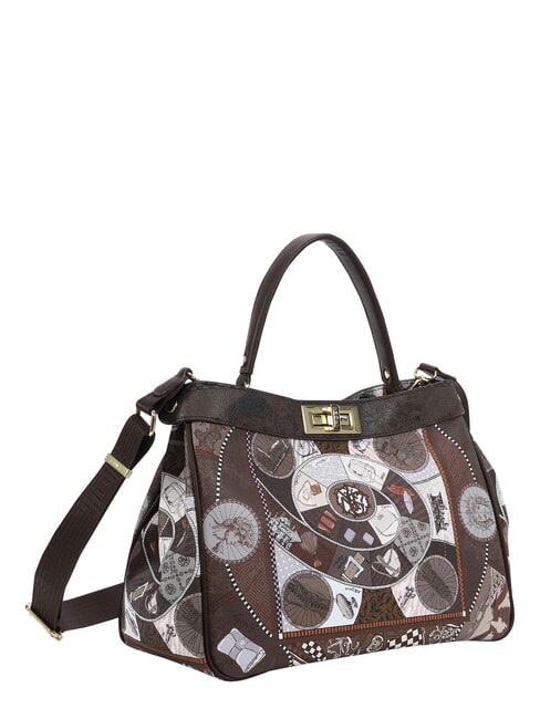 FASHIONOPOLY Sac &agrave; main avec bandouli&egrave;re chocolat - Sacs pour Femme