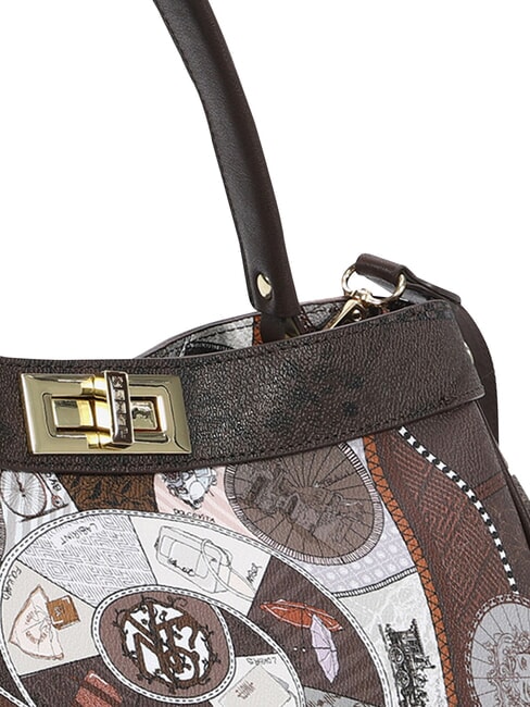 FASHIONOPOLY Sac &agrave; main avec bandouli&egrave;re chocolat - Sacs pour Femme