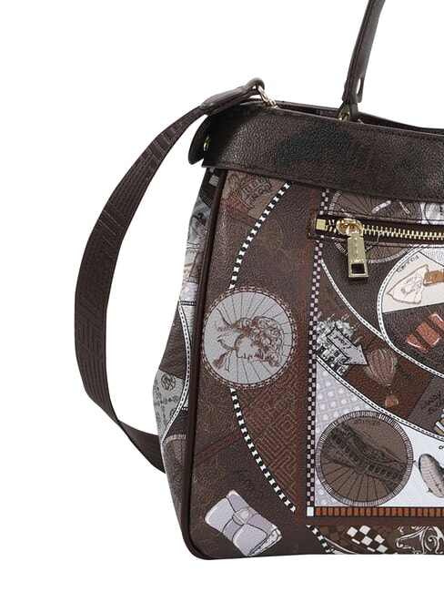 FASHIONOPOLY Sac &agrave; main avec bandouli&egrave;re chocolat - Sacs pour Femme