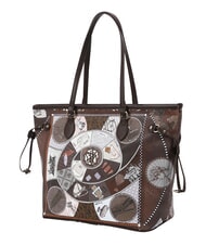 YNOT FASHIONOPOLY sac de courses, sac bandouli&egrave;re chocolat - Sacs pour Femme - 2