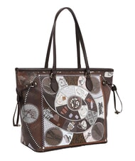 YNOT FASHIONOPOLY sac de courses, sac bandouli&egrave;re chocolat - Sacs pour Femme - 3