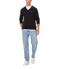 TOMMY HILFIGER TH JEANS  Pull col V en coton noir - Pulls pour hommes - 3