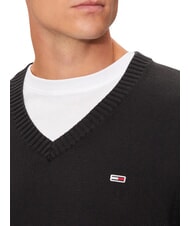 TOMMY HILFIGER TH JEANS  Pull col V en coton noir - Pulls pour hommes - 6