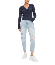 TOMMY HILFIGER TH JEANS cardigan &agrave; manches longues bleu marine nuit noire m&eacute;lang&eacute; - Chandails pour femmes - 2
