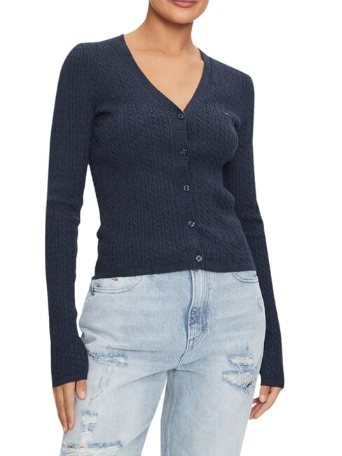 TH JEANS cardigan &agrave; manches longues bleu marine nuit noire m&eacute;lang&eacute; - Chandails pour femmes
