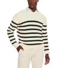 TOMMY HILFIGER TH pull en coton &agrave; col rond lait d'avoine chaud / ciel du d&eacute;sert - Pulls pour hommes - 3