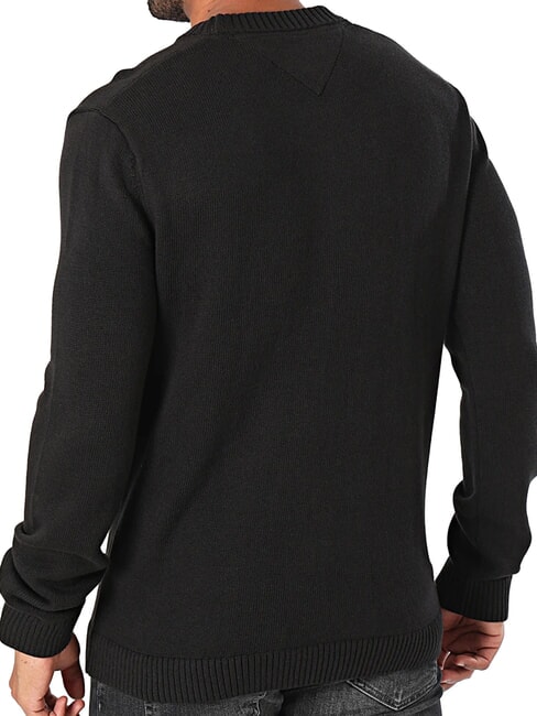 TH JEANS pull en coton &agrave; col rond noir - Pulls pour hommes