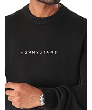 TOMMY HILFIGER TH JEANS pull en coton &agrave; col rond noir - Pulls pour hommes - 3