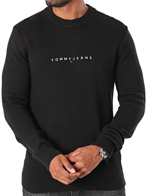 TH JEANS pull en coton &agrave; col rond noir - Pulls pour hommes