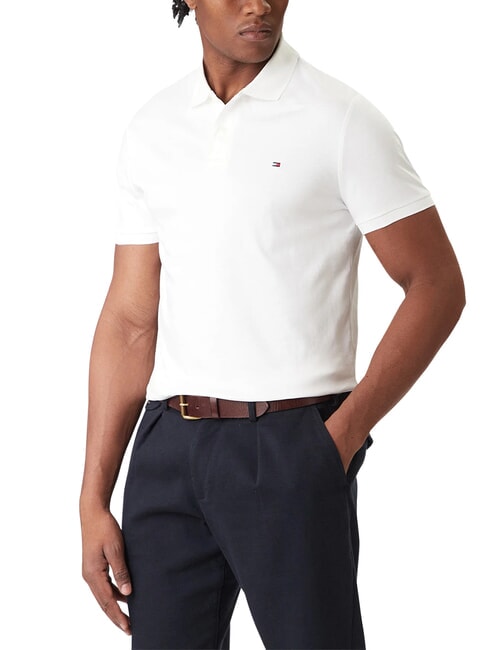 TH Polo &agrave; manches courtes avec ruban au col blanc optique - chemise polo