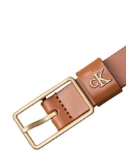 CALVIN KLEIN CLASSIC BUCKLE ceinture en cuir huile d'argan / or clair antique - Ceintures - 5