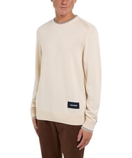 TOMMY HILFIGER TH pull en coton &agrave; col rond blanc ancien - Pulls pour hommes - 3