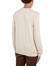 TOMMY HILFIGER TH pull en coton &agrave; col rond blanc ancien - Pulls pour hommes - 4
