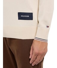 TOMMY HILFIGER TH pull en coton &agrave; col rond blanc ancien - Pulls pour hommes - 5