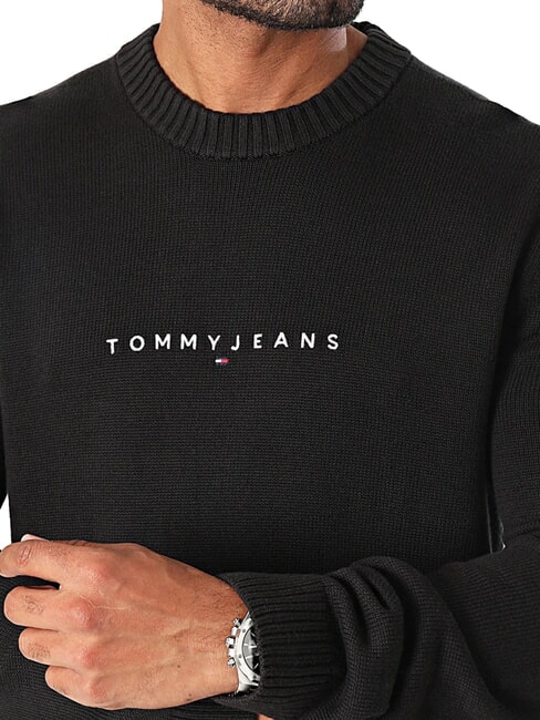 TH JEANS pull en coton &agrave; col rond noir - Pulls pour hommes