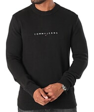 TOMMY HILFIGER TH JEANS pull en coton &agrave; col rond noir - Pulls pour hommes - 4