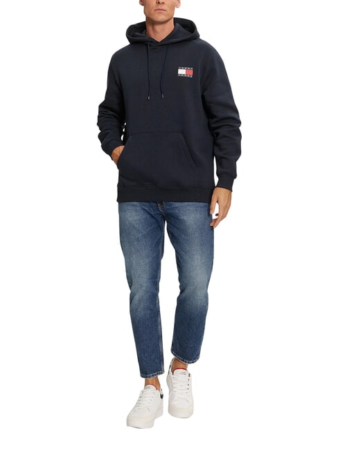 TH JEANS Sweat-shirt &agrave; poche et capuche marine nuit noire - Pulls molletonn&eacute;s