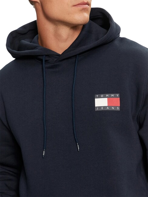 TH JEANS Sweat-shirt &agrave; poche et capuche marine nuit noire - Pulls molletonn&eacute;s
