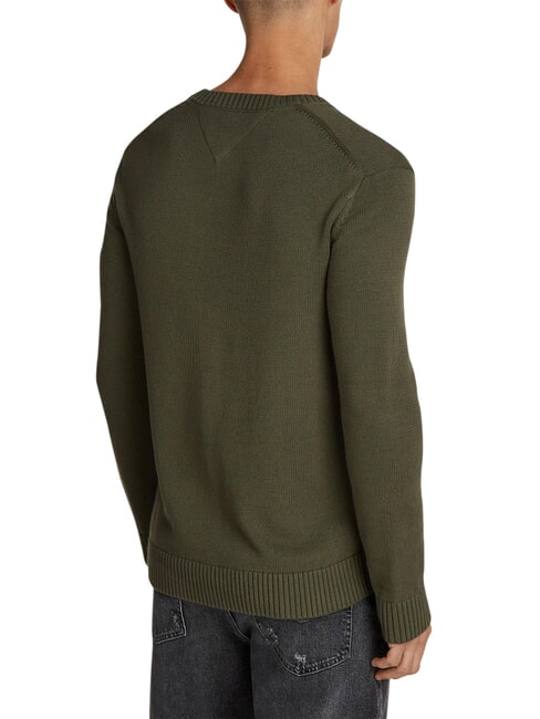 TH JEANS  Col rond en coton vert fatigue - Pulls pour hommes