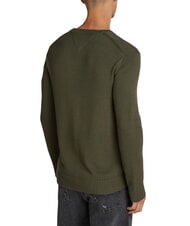 TOMMY HILFIGER TH JEANS  Col rond en coton vert fatigue - Pulls pour hommes - 2