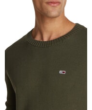TOMMY HILFIGER TH JEANS  Col rond en coton vert fatigue - Pulls pour hommes - 3