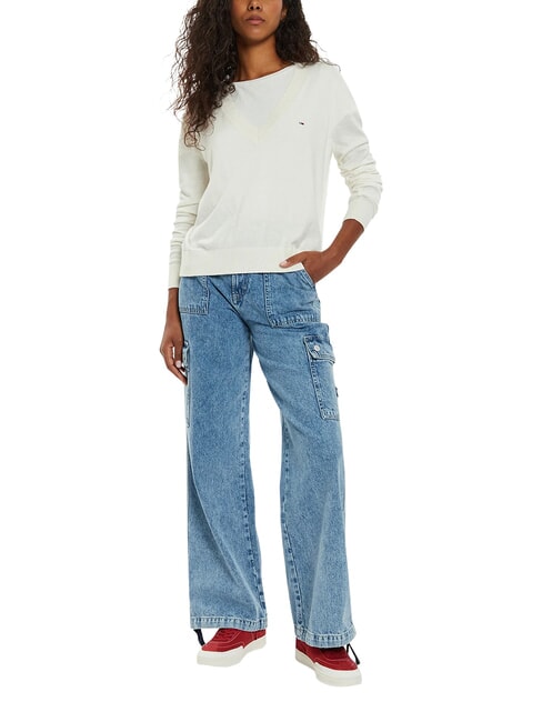 TH JEANS pull &agrave; col en V blanc ancien - Chandails pour femmes
