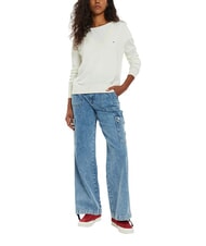 TOMMY HILFIGER TH JEANS pull &agrave; col en V blanc ancien - Chandails pour femmes - 3