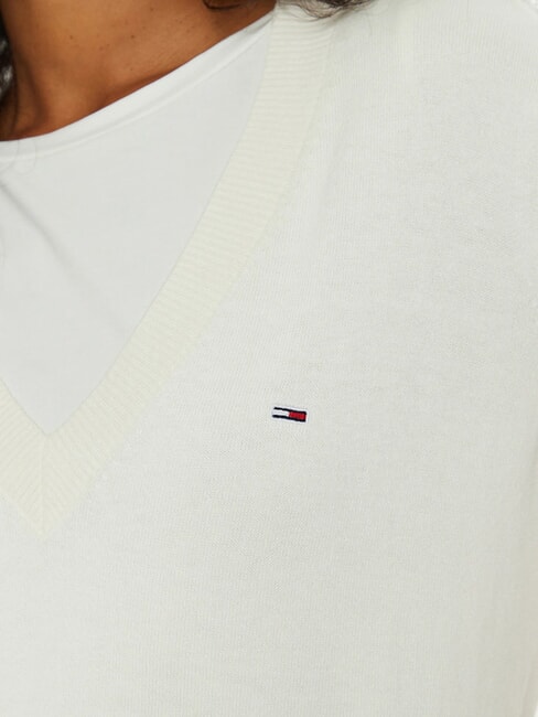 TH JEANS pull &agrave; col en V blanc ancien - Chandails pour femmes